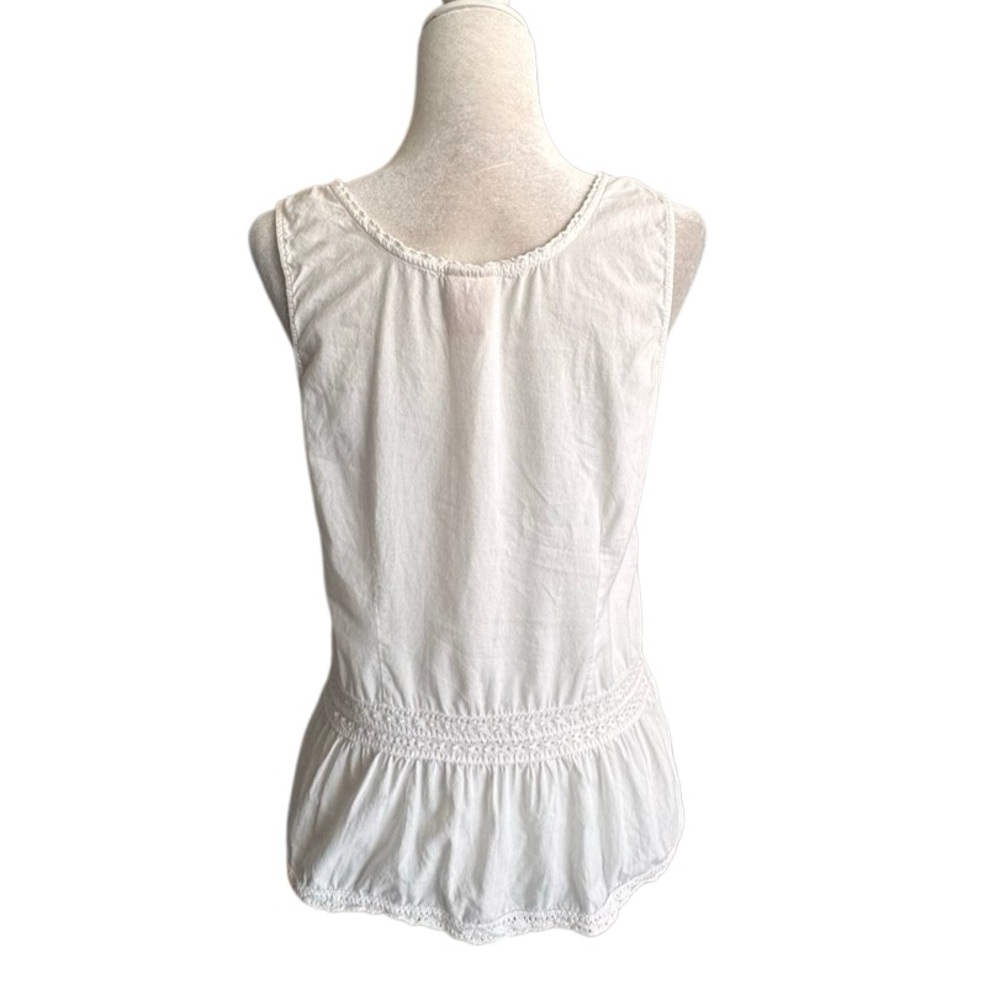 Faded Glory White Babydoll Top Cotton Lace Blouse Boho Sleeveless SZ M - Picture 3 of 13